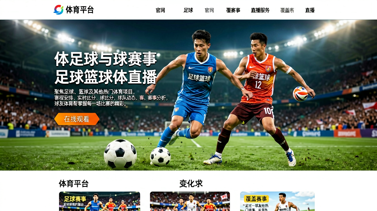 球友直播体育平台首页,展示足球与篮球赛事的动感场景